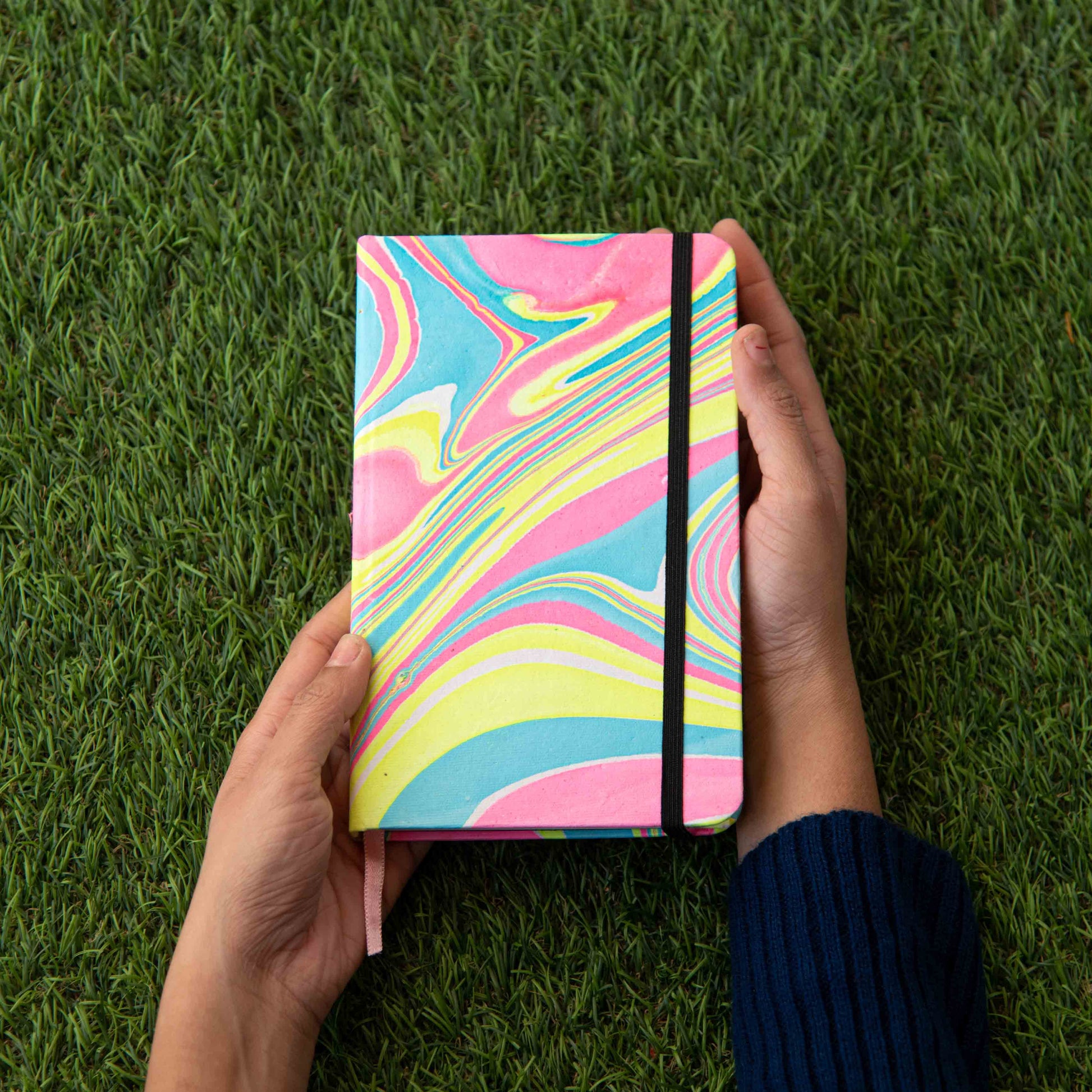 Marbled cover Hardbound Unruled Diary journal-4