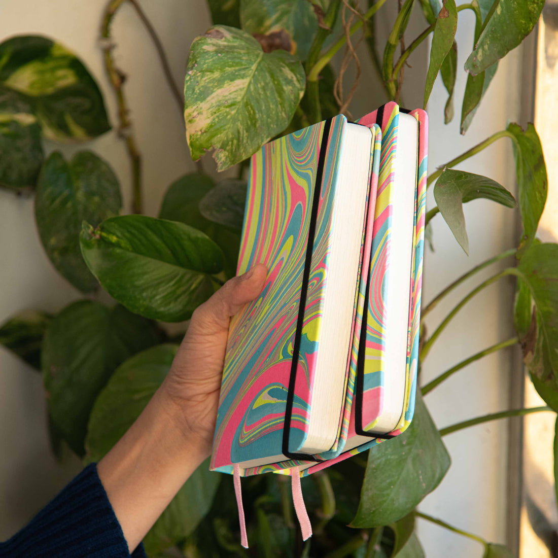 Marbled cover Hardbound Unruled Diary journal-0