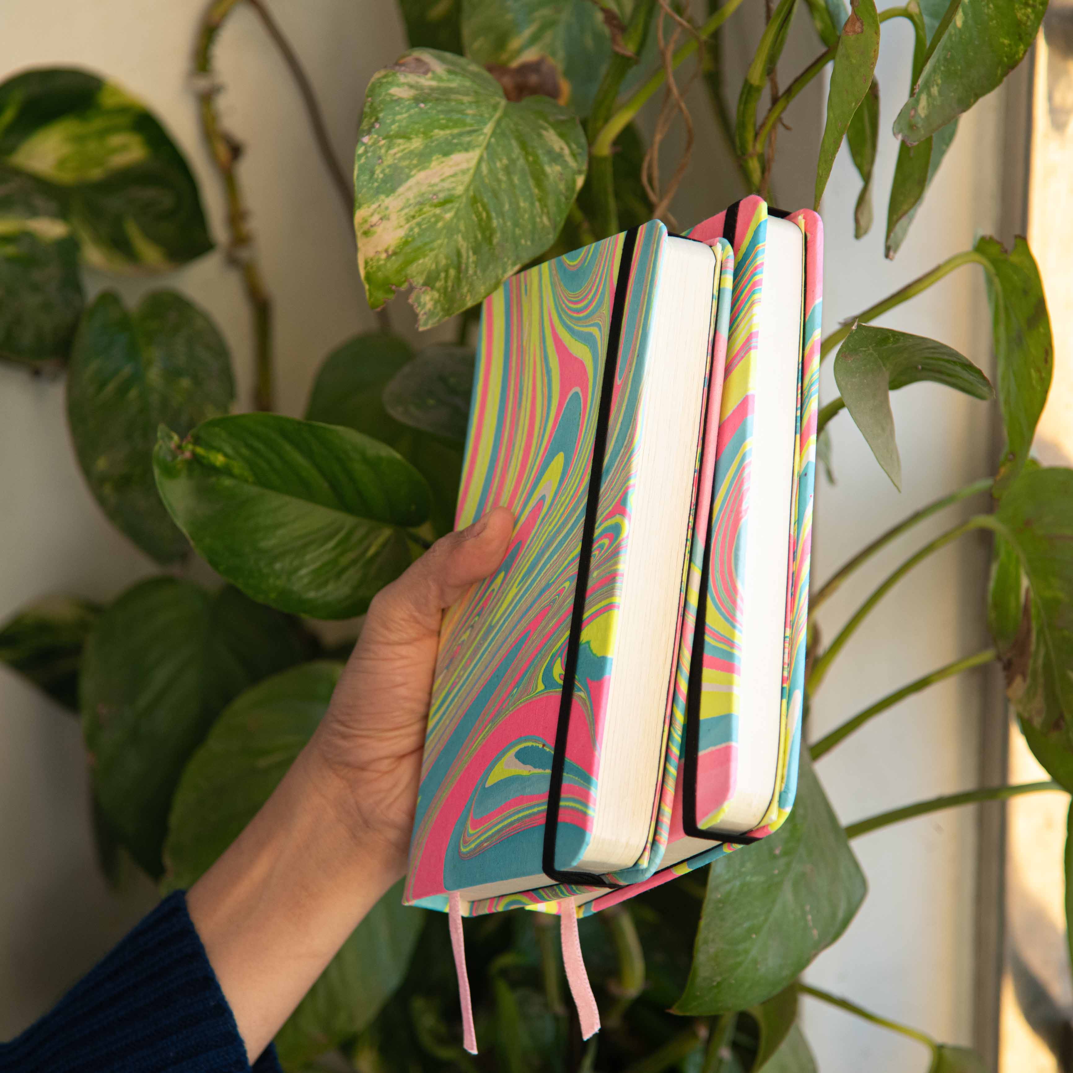 Marbled cover Hardbound Unruled Diary journal-1