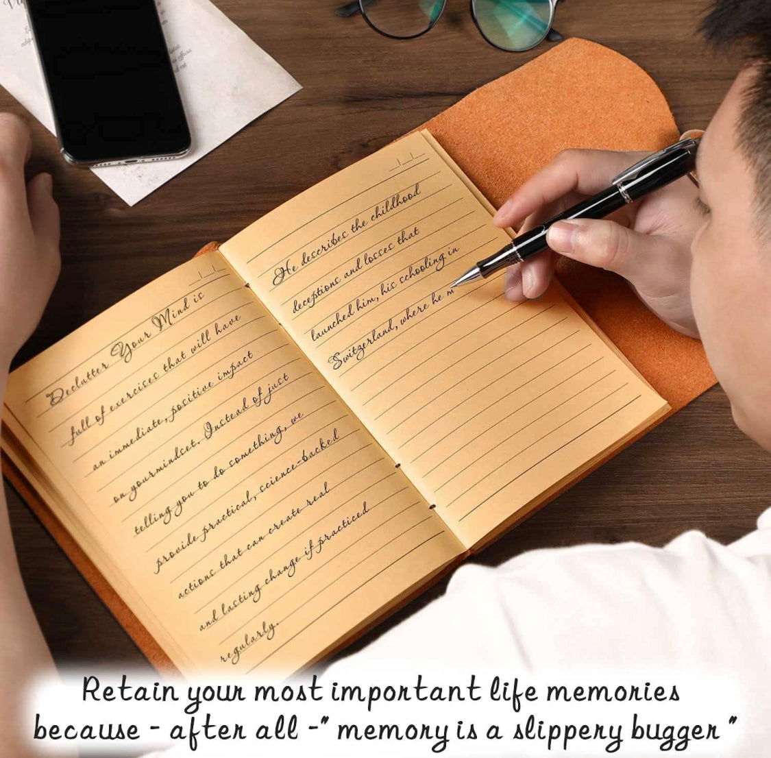 Leather Journal Diary With Ruled Craft Pages-1