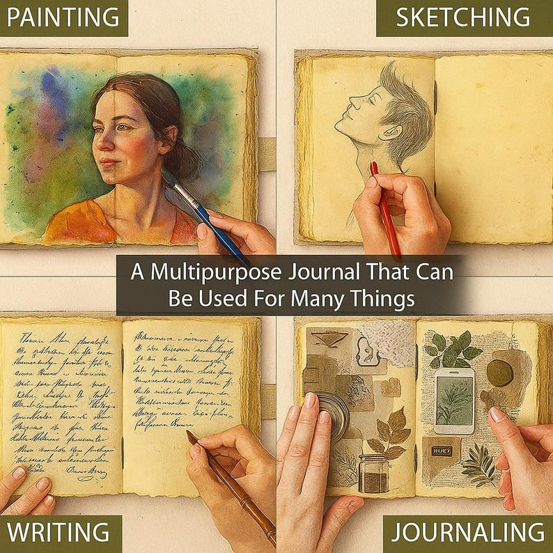 Wolf Embossed Leather Journal diary with 200 Handmade pages-3